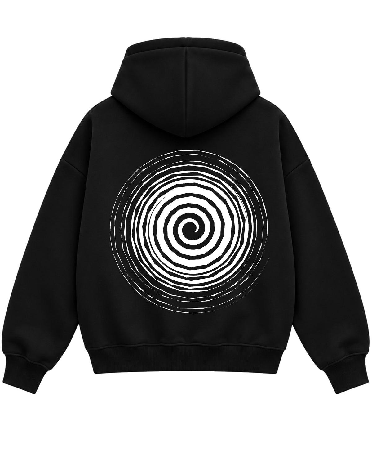 Black Boxy Dual Zipper Hoodie Back Design