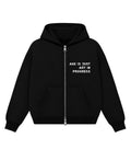 Black Boxy Dual Zipper Hoodie Front Design
