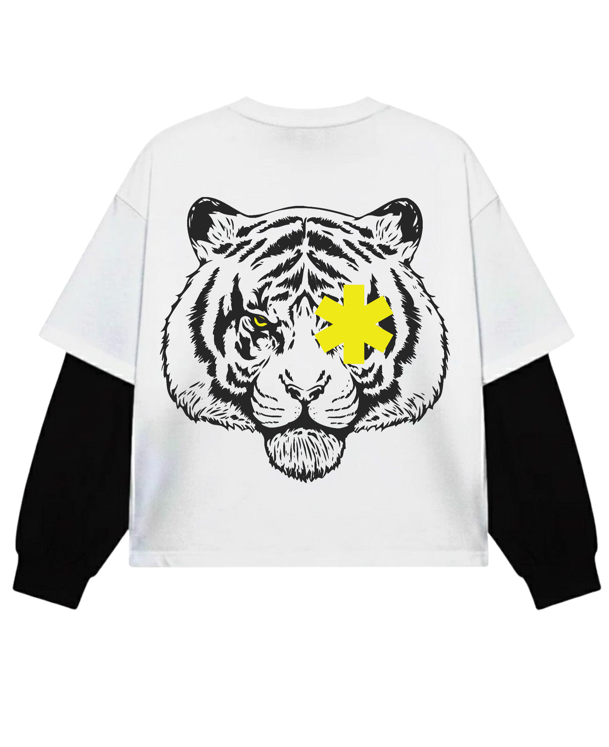 White With Black Sleeve Oversized Tee Back Design