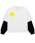 White With Black Sleeve Oversized Tee Front Design