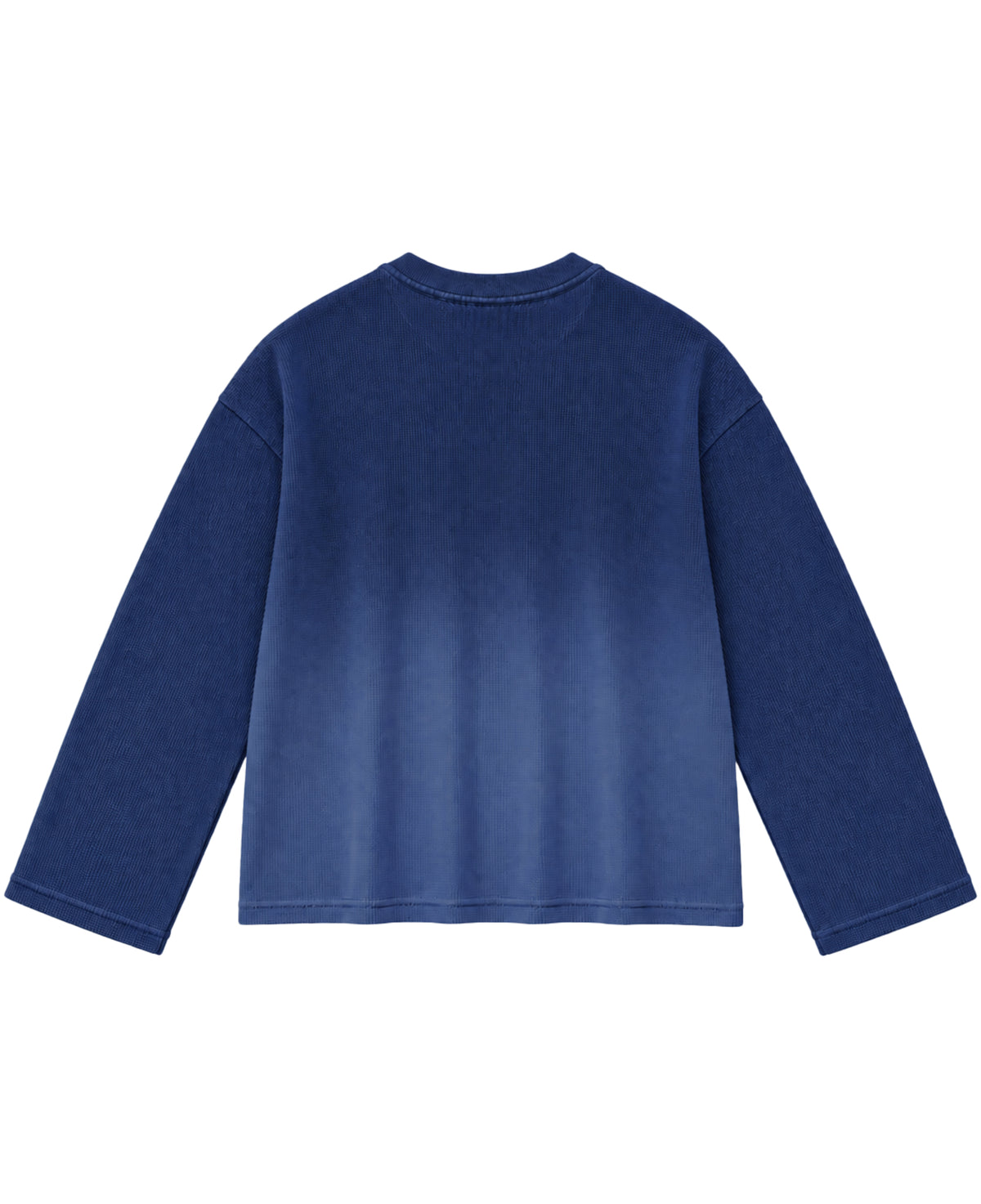 Blue Ombré Waffle Knit Oversized Full-Sleeve Back Design