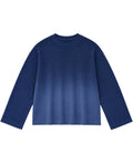 Blue Ombré Waffle Knit Oversized Full-Sleeve Front Design