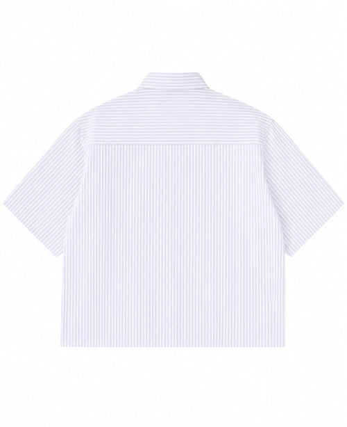 Blue Striped Oxford Boxy Shirt Back Design