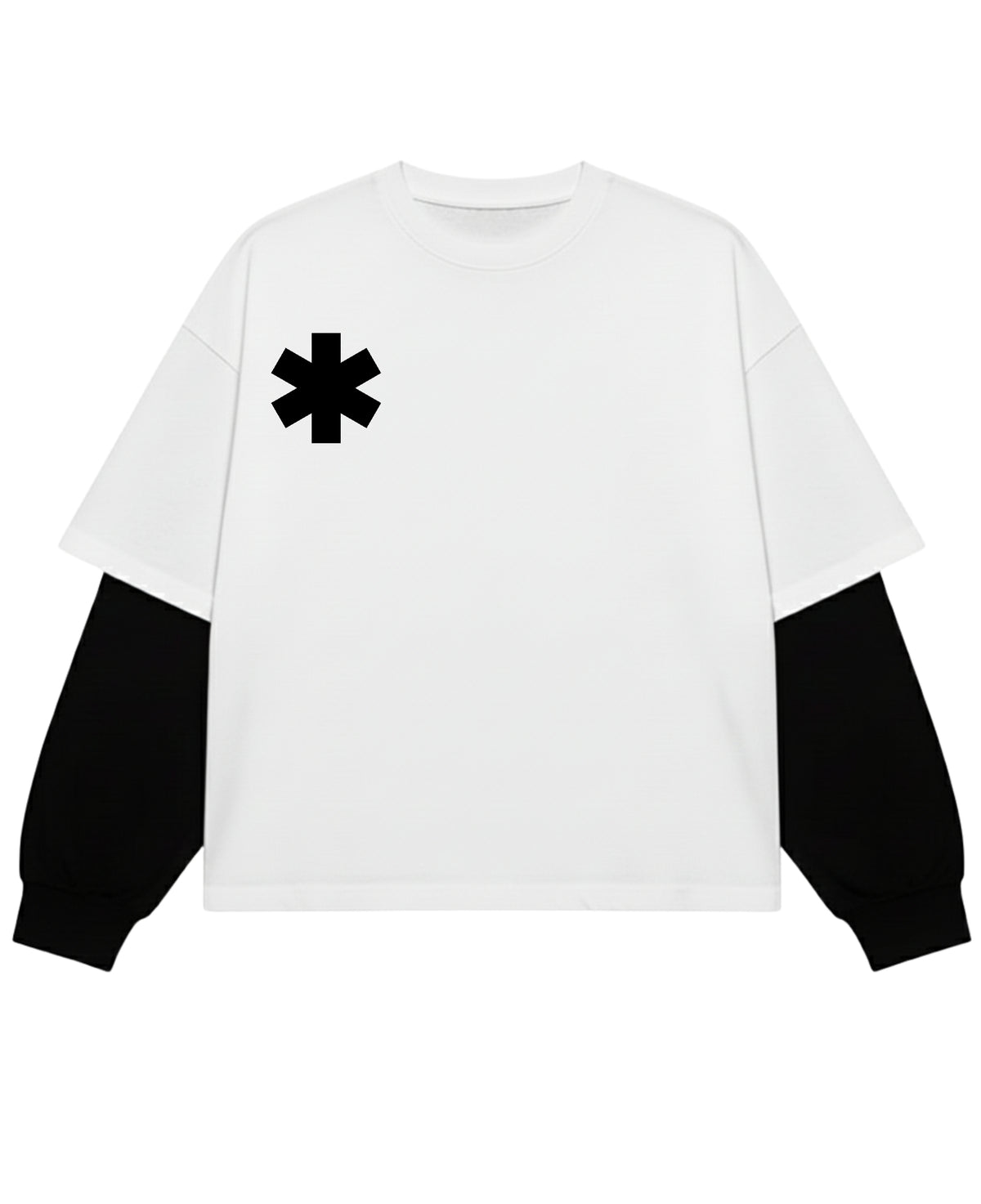 White With Black Sleeve Oversized Tee Front Design