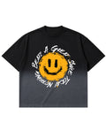 Black Ombré Wash Boxy Fit T-shirt Front Design