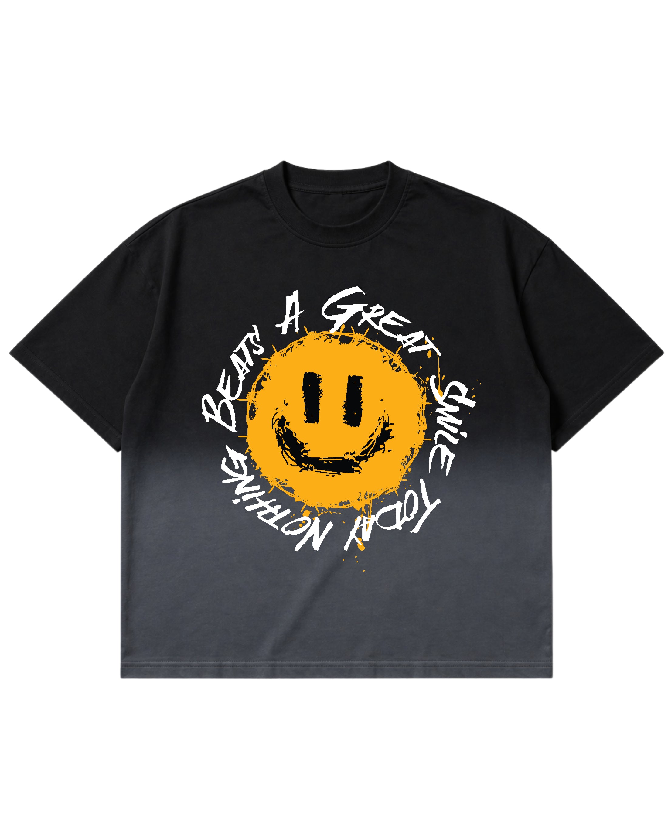 Black Ombré Wash Boxy Fit T-shirt Front Design