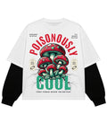 White With Black Sleeve Oversized Tee Front Design