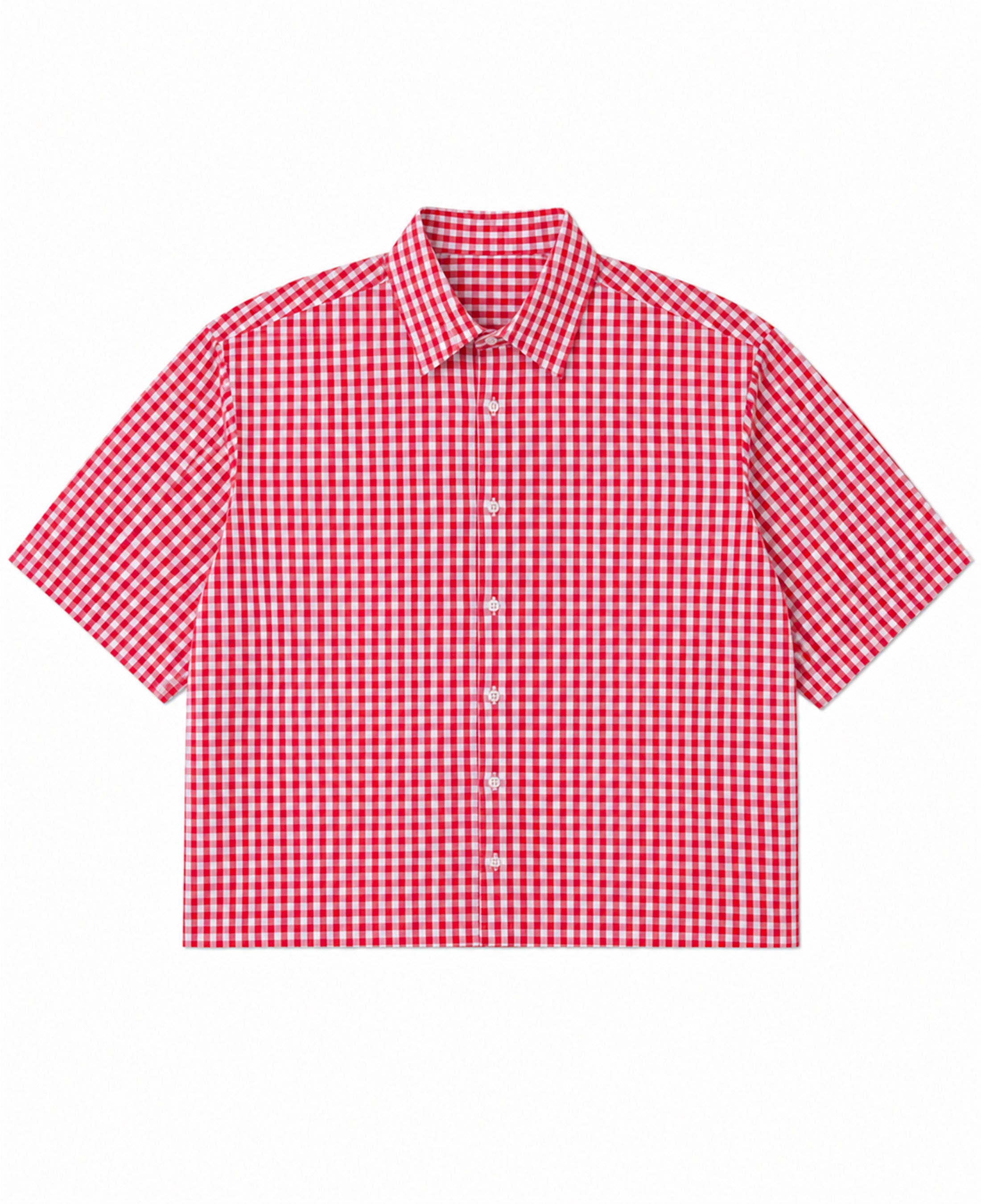 Red Picnic Oxford Boxy Shirt Front Design