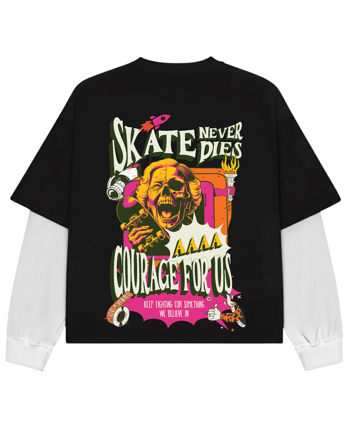 Black With White Sleeve Oversized Tee Back Design