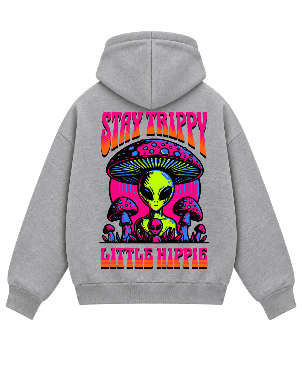 Grey Boxy Dual Zipper Hoodie Back Design