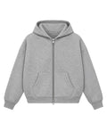 Grey Boxy Dual Zipper Hoodie Front Design